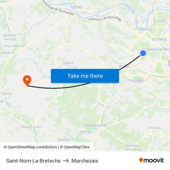 Saint-Nom-La-Breteche to Marchezais map