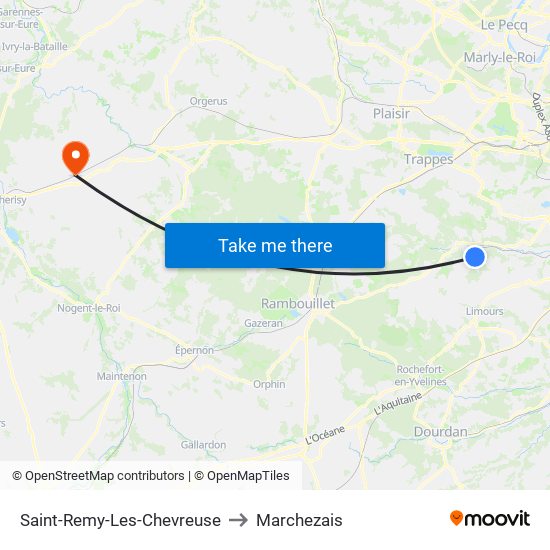 Saint-Remy-Les-Chevreuse to Marchezais map