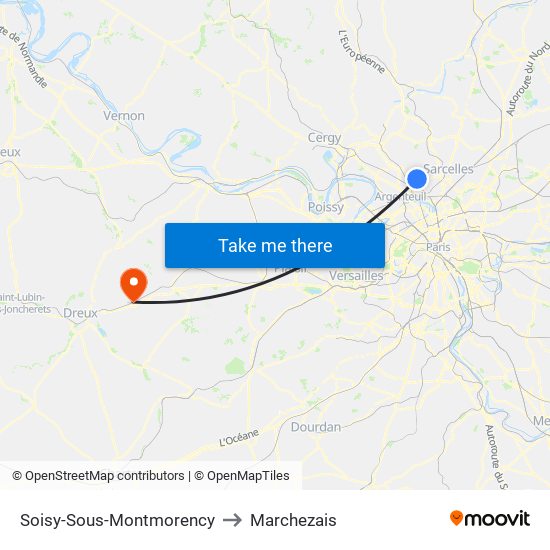 Soisy-Sous-Montmorency to Marchezais map
