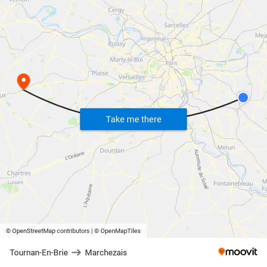 Tournan-En-Brie to Marchezais map