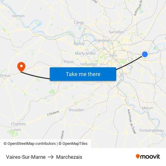 Vaires-Sur-Marne to Marchezais map