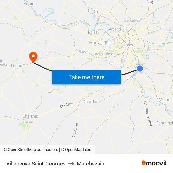 Villeneuve-Saint-Georges to Marchezais map