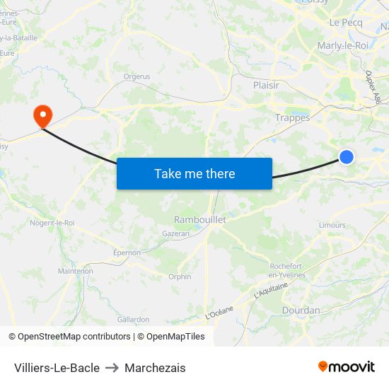 Villiers-Le-Bacle to Marchezais map