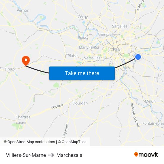 Villiers-Sur-Marne to Marchezais map