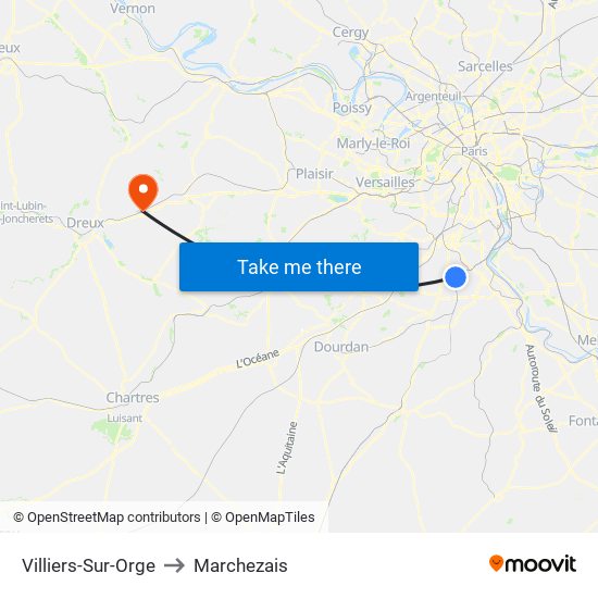 Villiers-Sur-Orge to Marchezais map