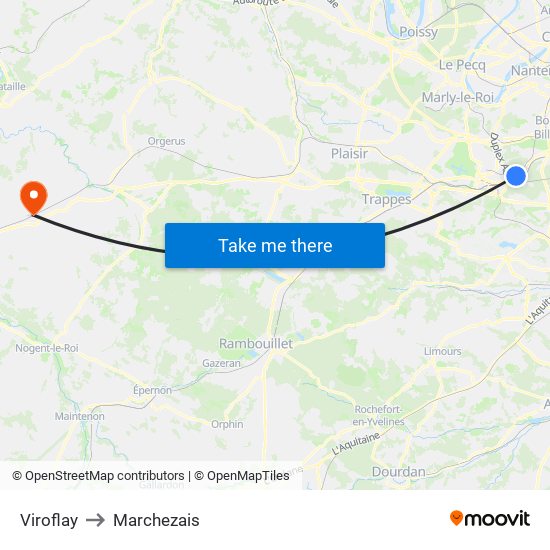 Viroflay to Marchezais map