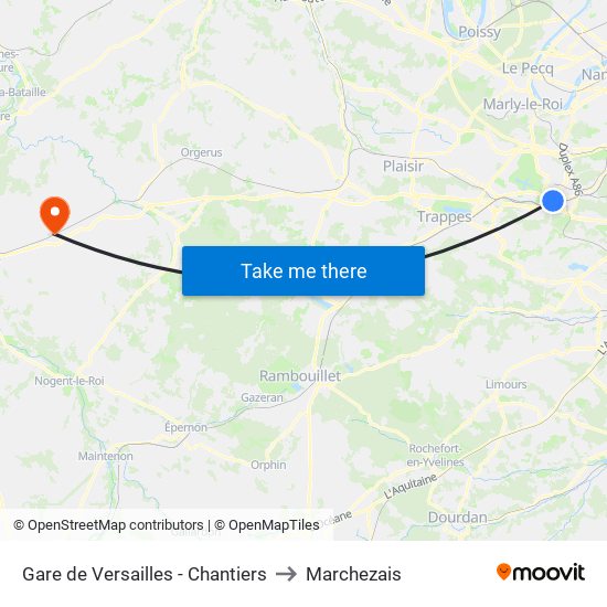 Gare de Versailles - Chantiers to Marchezais map