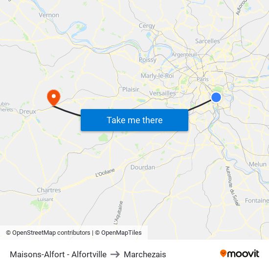 Maisons-Alfort - Alfortville to Marchezais map
