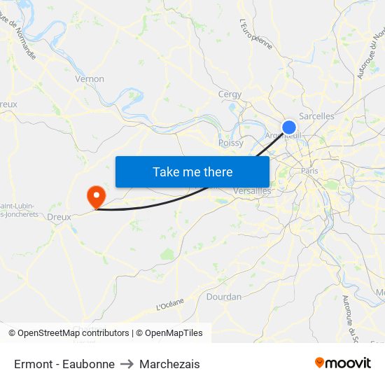 Ermont - Eaubonne to Marchezais map