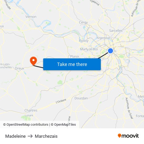 Madeleine to Marchezais map