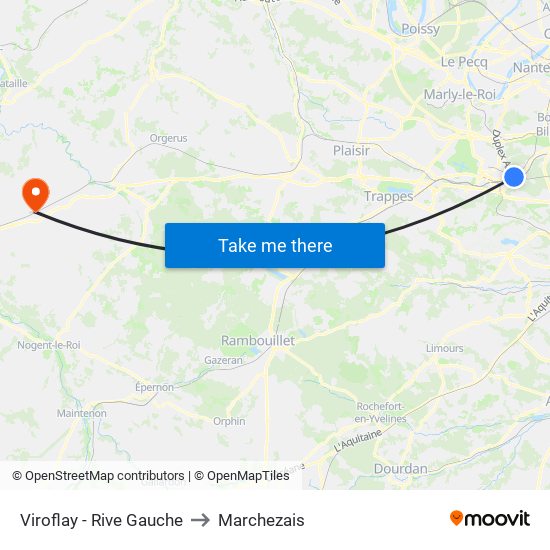 Viroflay - Rive Gauche to Marchezais map