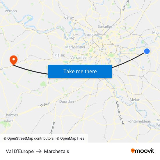 Val D'Europe to Marchezais map