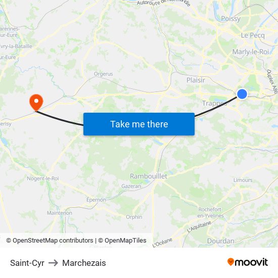 Saint-Cyr to Marchezais map