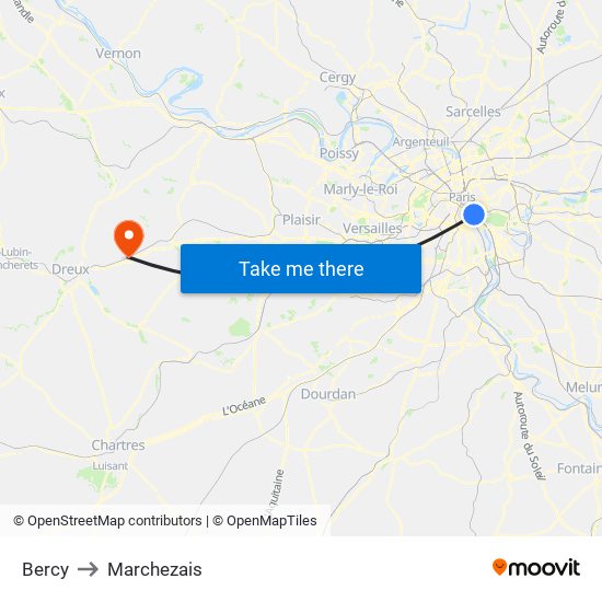 Bercy to Marchezais map