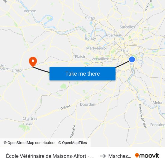 École Vétérinaire de Maisons-Alfort - Métro to Marchezais map