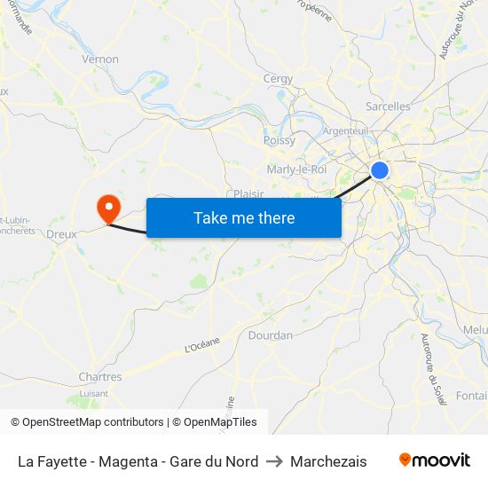 La Fayette - Magenta - Gare du Nord to Marchezais map