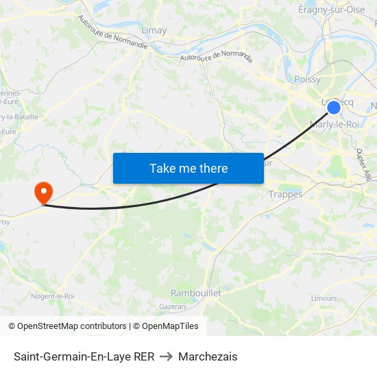 Saint-Germain-En-Laye RER to Marchezais map