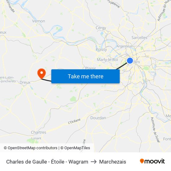 Charles de Gaulle - Étoile - Wagram to Marchezais map