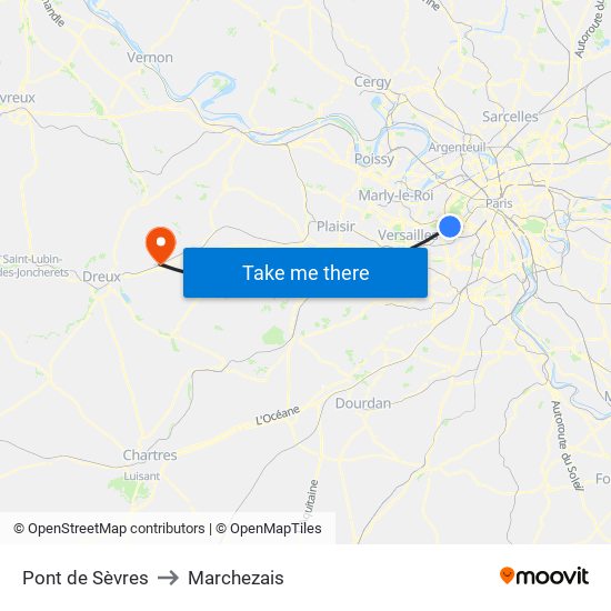 Pont de Sèvres to Marchezais map