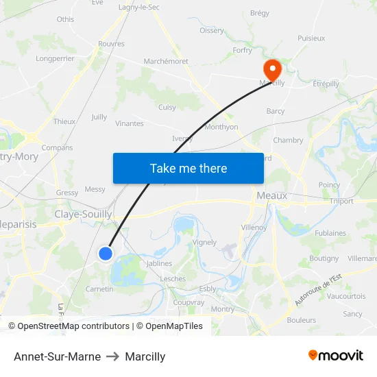 Annet-Sur-Marne to Marcilly map
