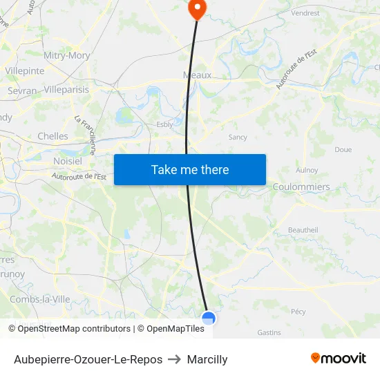 Aubepierre-Ozouer-Le-Repos to Marcilly map