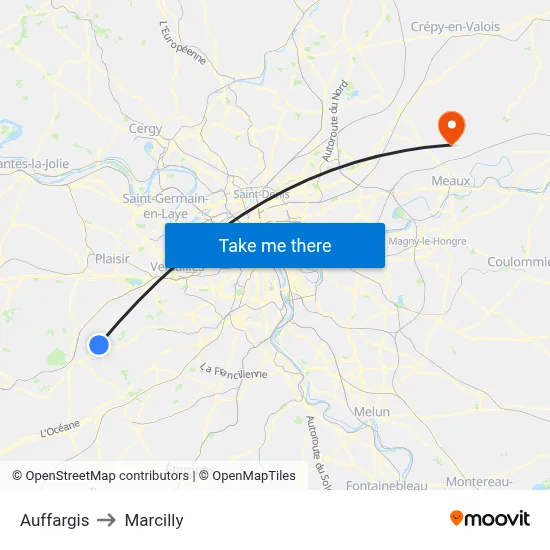 Auffargis to Marcilly map