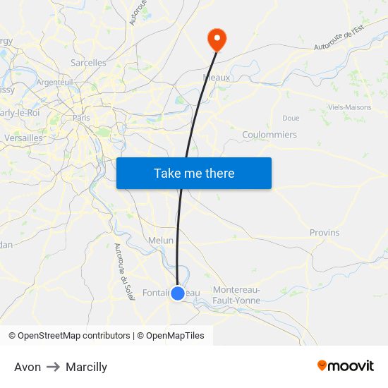 Avon to Marcilly map