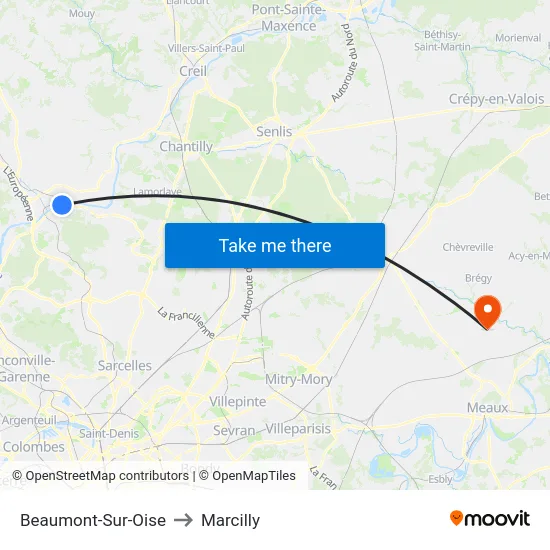 Beaumont-Sur-Oise to Marcilly map