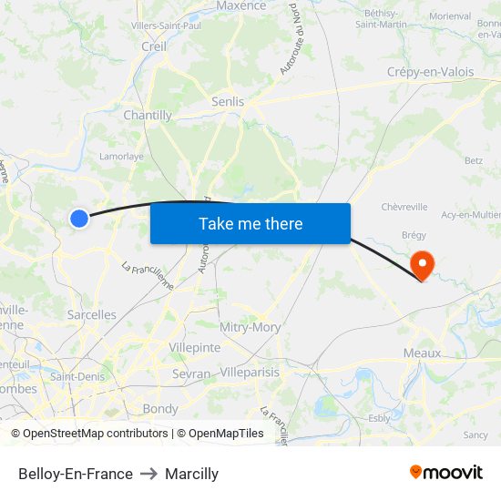 Belloy-En-France to Marcilly map