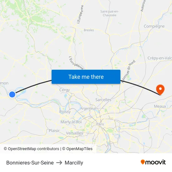 Bonnieres-Sur-Seine to Marcilly map