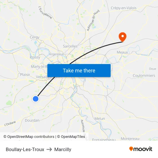 Boullay-Les-Troux to Marcilly map