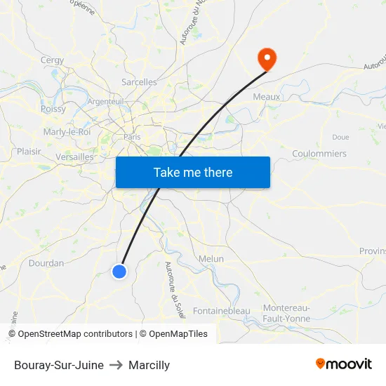 Bouray-Sur-Juine to Marcilly map