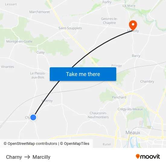 Charny to Marcilly map