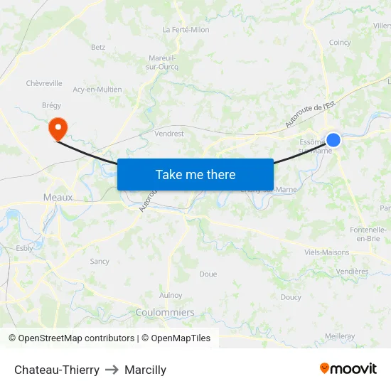 Chateau-Thierry to Marcilly map