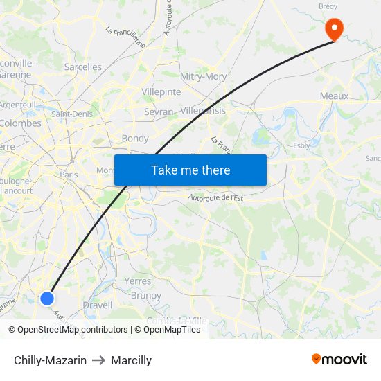 Chilly-Mazarin to Marcilly map