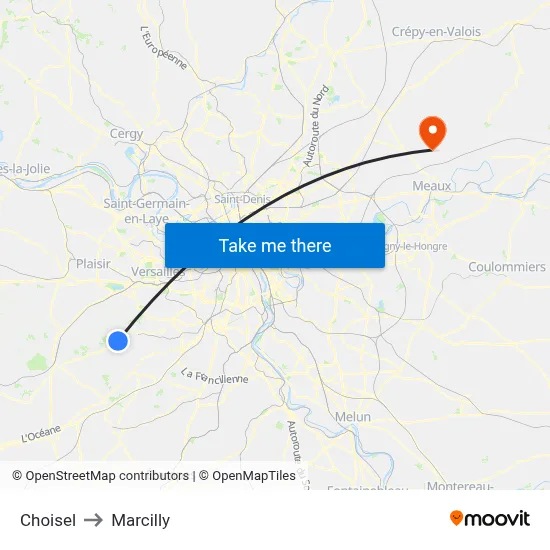 Choisel to Marcilly map