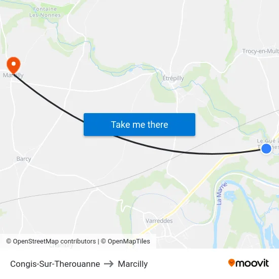 Congis-Sur-Therouanne to Marcilly map