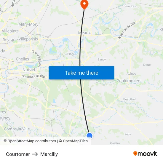 Courtomer to Marcilly map