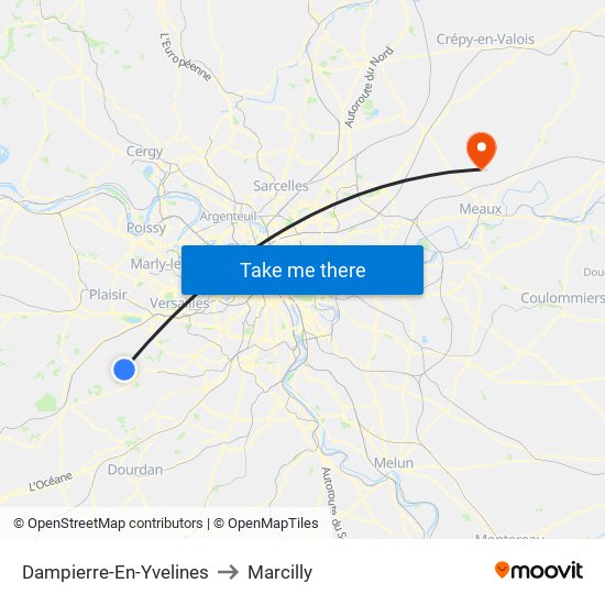 Dampierre-En-Yvelines to Marcilly map