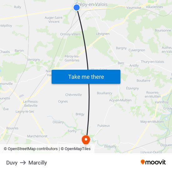 Duvy to Marcilly map