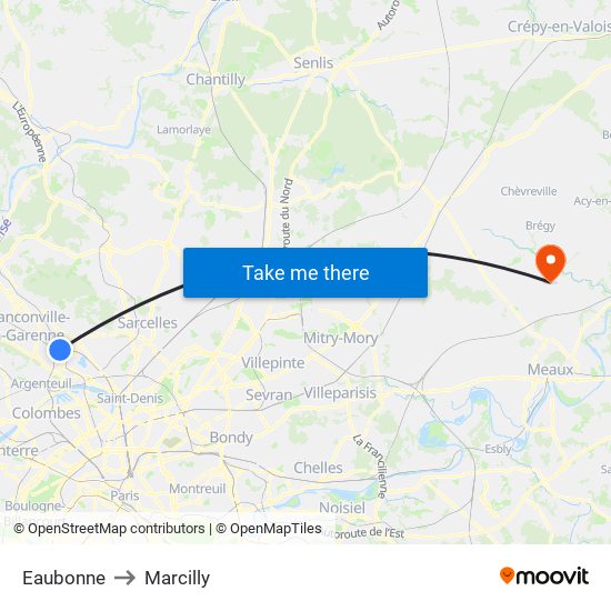 Eaubonne to Marcilly map