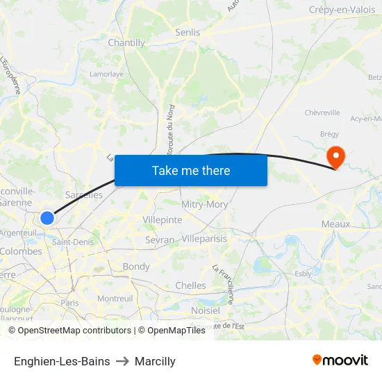 Enghien-Les-Bains to Marcilly map