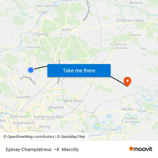 Epinay-Champlatreux to Marcilly map