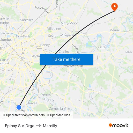 Epinay-Sur-Orge to Marcilly map