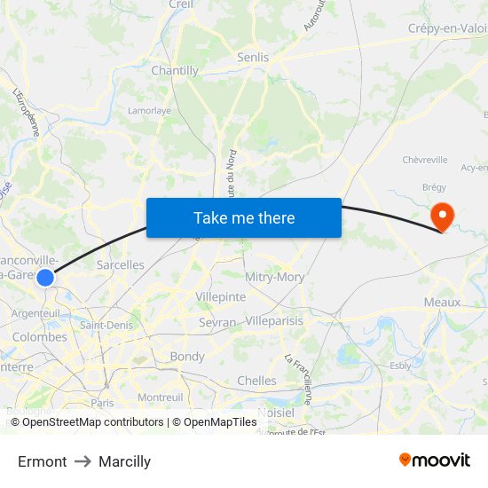 Ermont to Marcilly map