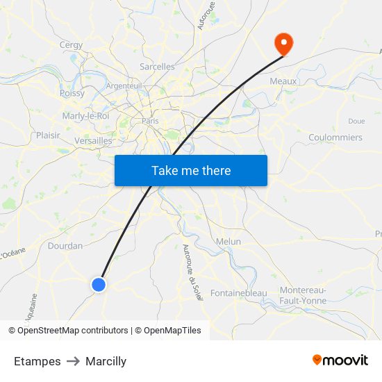 Etampes to Marcilly map