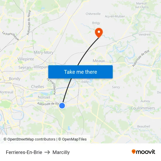 Ferrieres-En-Brie to Marcilly map