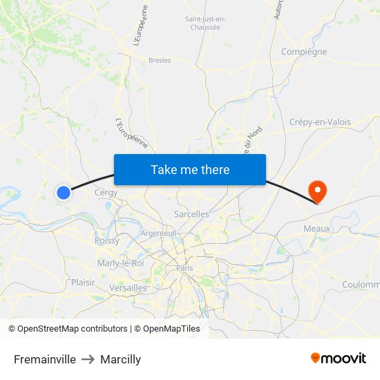 Fremainville to Marcilly map