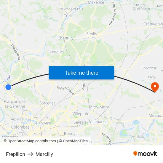 Frepillon to Marcilly map