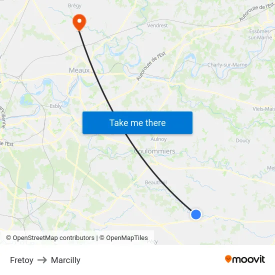 Fretoy to Marcilly map